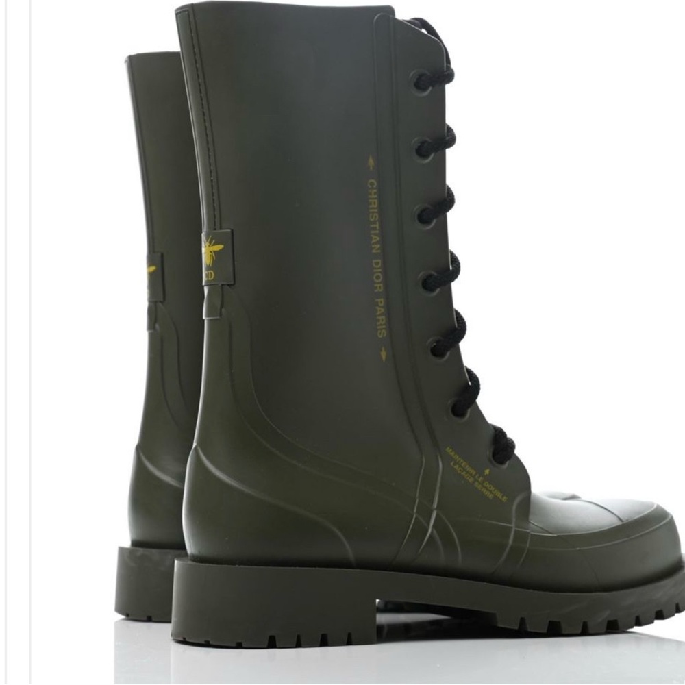 Dior Men's Green Lace-Up Boots